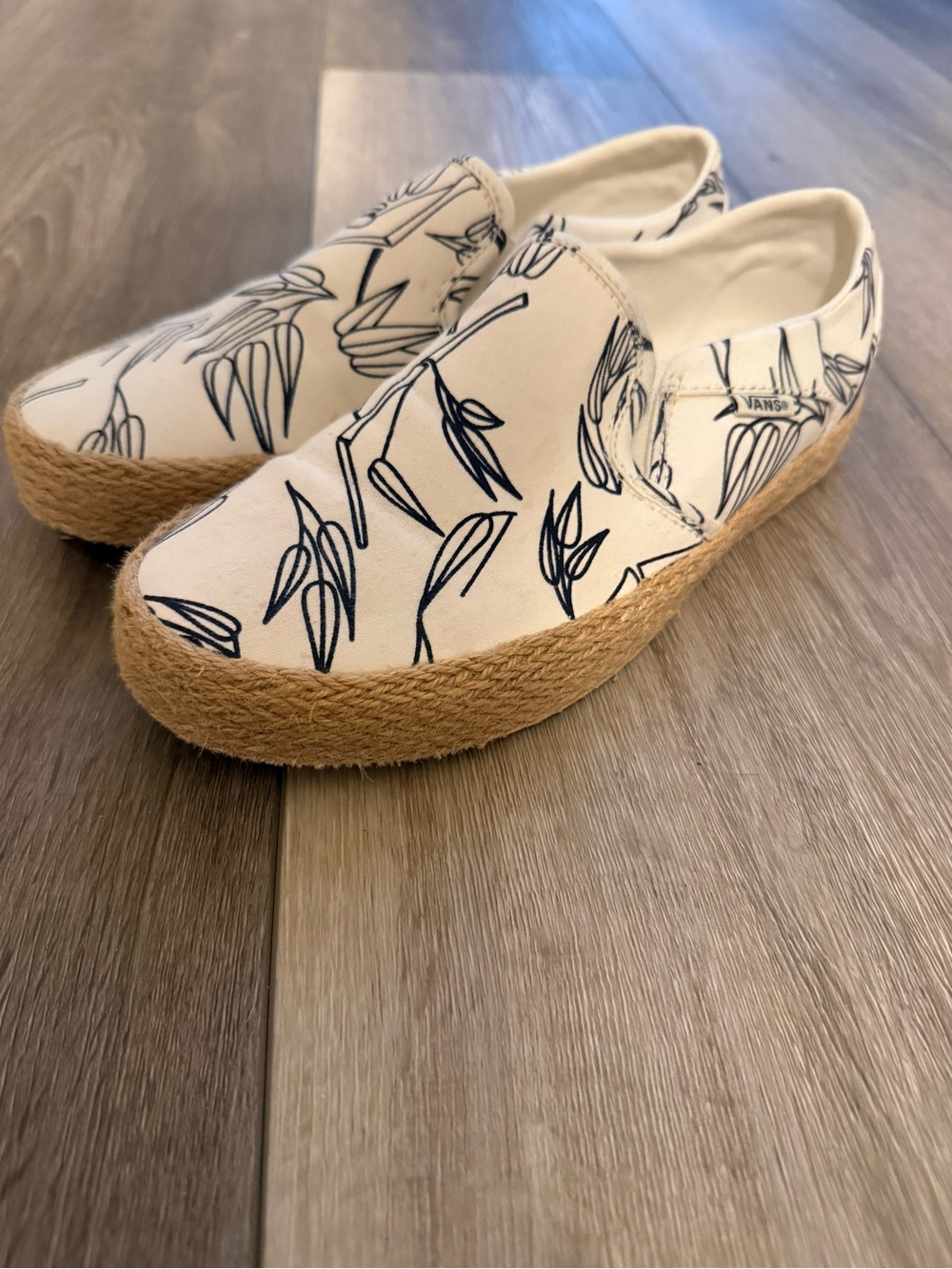 Vans White & Navy Slip-On Espadrille Sneakers - Asher Bamboo